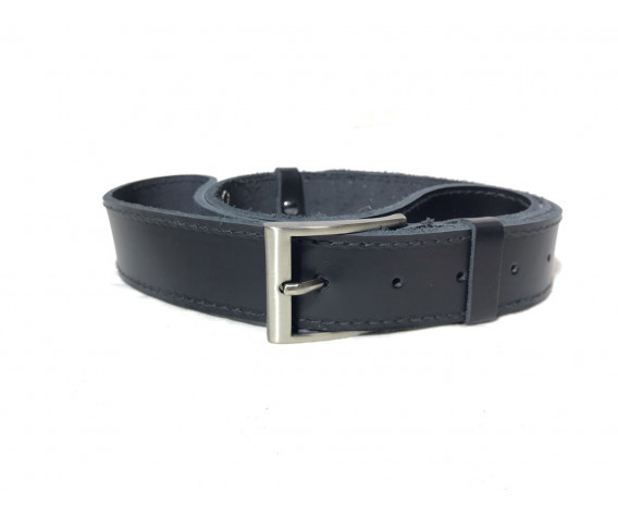 Фото: “Ремень кожаный ЧЕРНЫЙ брючный 35 мм с покупной пряжкой с 2 прошивками №2”, купить в интернет магазине