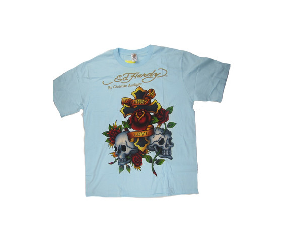 Фото: “Футболка Ed-Hardy голубая с принтом”, купить в интернет магазине