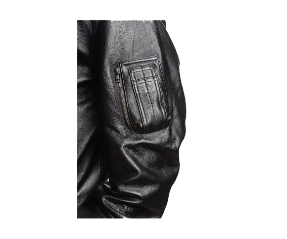 Фото: “Мужской кожаный бомбер MA-1 LEATHER FS-MA1-BL, черный”, купить в интернет магазине