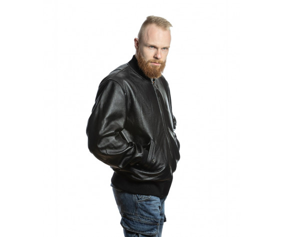 Фото: “Мужской кожаный бомбер MA-1 LEATHER FS-MA1-BL, черный”, купить в интернет магазине