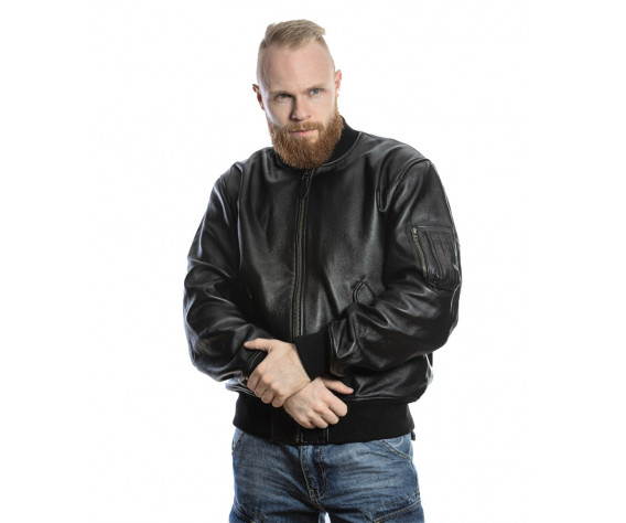 Фото: “Мужской кожаный бомбер MA-1 LEATHER FS-MA1-BL, черный”, купить в интернет магазине