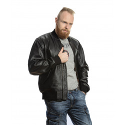 Фото: “Мужской кожаный бомбер MA-1 LEATHER FS-MA1-BL, черный”