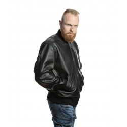 Фото: “Мужской кожаный бомбер MA-1 LEATHER FS-MA1-BL, черный”