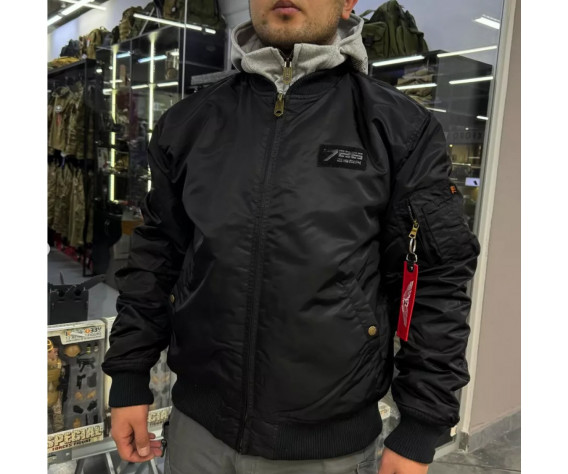 Фото: “Бомбер AIR FORCE 726 Black капюшон демисезон”, купить в интернет магазине