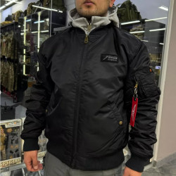 Фото: “Бомбер AIR FORCE 726 Black капюшон демисезон”, купить в интернет магазине