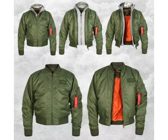 Фото: “Бомбер AIR FORCE 726 OLIVA капюшон демисезон”, купить в интернет магазине