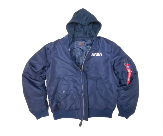 Фото: “Бомбер ALPHA L-2B HOODED NASA II FLTKT BLUE”, купить в интернет магазине