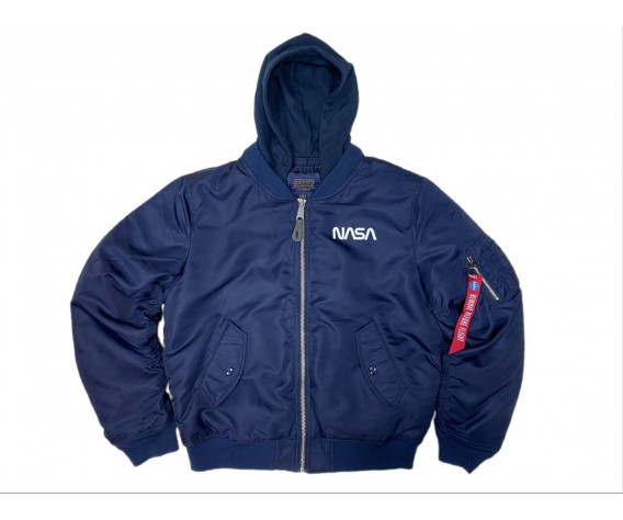 Фото: “Бомбер ALPHA L-2B HOODED NASA II FLTKT BLUE”, купить в интернет магазине