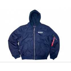 Фото: “Бомбер ALPHA L-2B HOODED NASA II FLTKT BLUE”, купить в интернет магазине