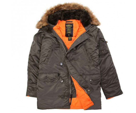 Фото: “Куртка Аляска ALPHA N-3B SLIM FIT REPLICA GREY/ORANGE”, купить в интернет магазине