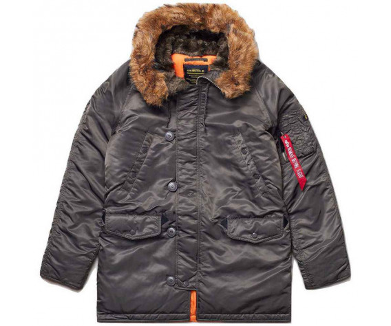 Фото: “Куртка Аляска ALPHA N-3B SLIM FIT REPLICA GREY/ORANGE”, купить в интернет магазине