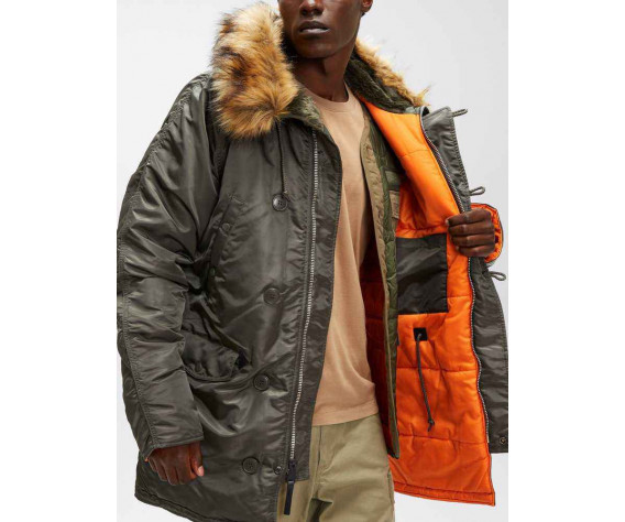 Фото: “Куртка Аляска ALPHA N-3B SLIM FIT REPLICA GREY/ORANGE”, купить в интернет магазине