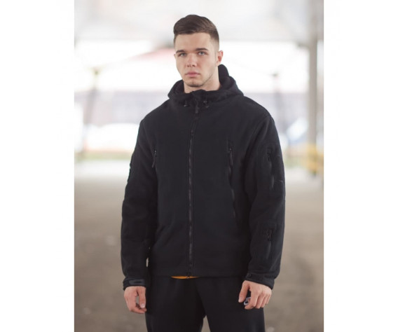 Фото: “Кофта флисовая с капюшоном, черная”, купить в интернет магазине