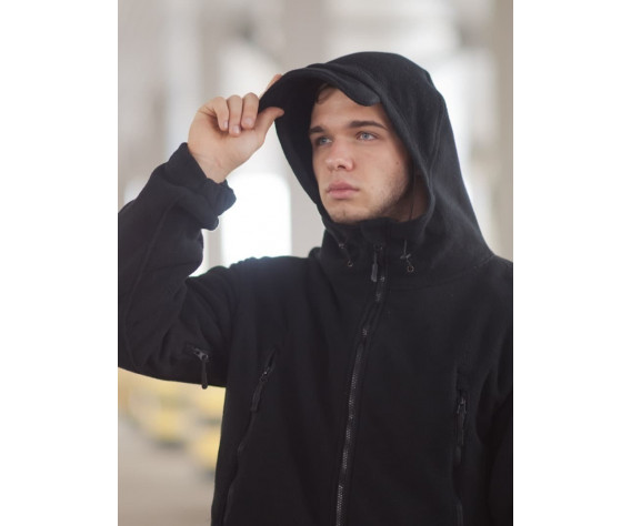 Фото: “Кофта флисовая с капюшоном, черная”, купить в интернет магазине