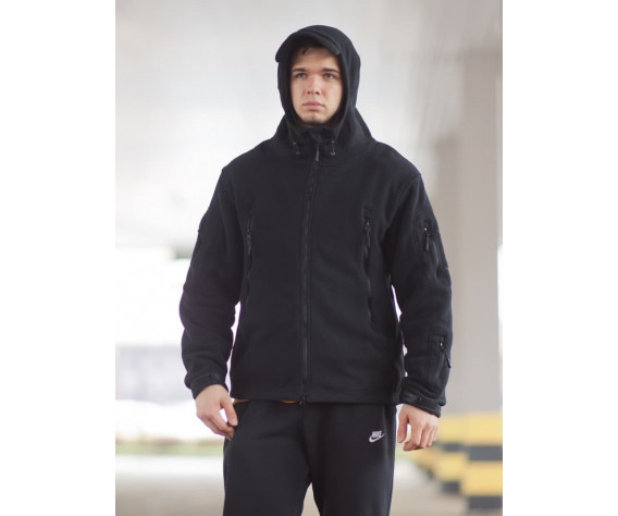 Фото: “Кофта флисовая с капюшоном, черная”, купить в интернет магазине