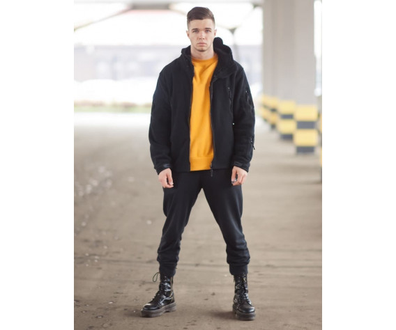 Фото: “Кофта флисовая с капюшоном, черная”, купить в интернет магазине