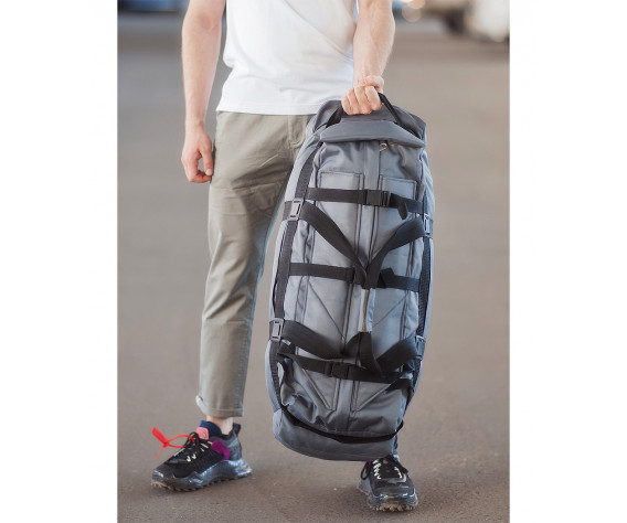 Фото: “Сумка-рюкзак с боковыми стропами 75л, серый”, купить в интернет магазине