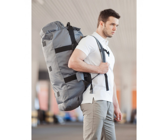 Фото: “Сумка-рюкзак с боковыми стропами 75л, серый”, купить в интернет магазине