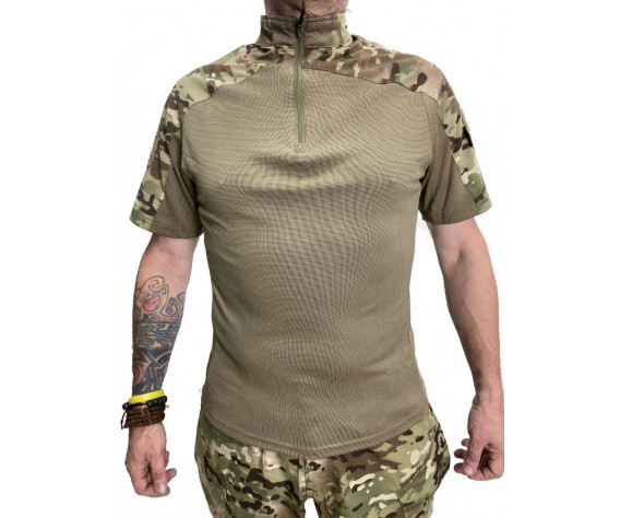 Фото: “Футболка S.ARCHON с молнией coolmax мультикам/бежевый”, купить в интернет магазине