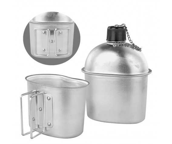 Фото: “Походный армейский набор фляга+котелок в чехле - Фляга объемом 1000 мл. + котелок 600 мл”, купить в интернет магазине