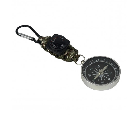 Фото: “Походный компас на брелке с термометром и карабином”, купить в интернет магазине