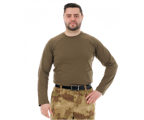 Фото: “Футболка с длинным рукавом, хлопок, хаки”, купить в интернет магазине