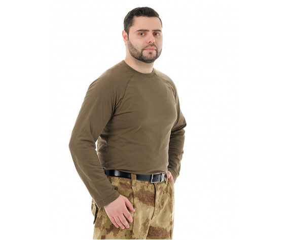 Фото: “Футболка с длинным рукавом, хлопок, хаки”, купить в интернет магазине