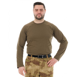 Фото: “Футболка с длинным рукавом, хлопок, хаки”, купить в интернет магазине