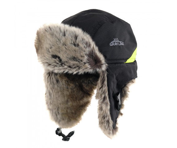 Фото: “Шапка-ушанка Nelma, кошачий глаз, черный-лайм”, купить в интернет магазине