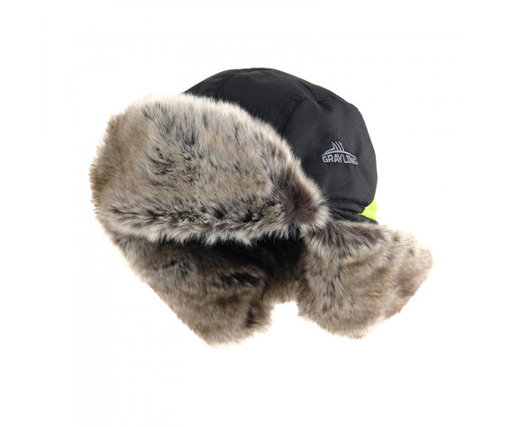 Фото: “Шапка-ушанка Nelma, кошачий глаз, черный-лайм”, купить в интернет магазине