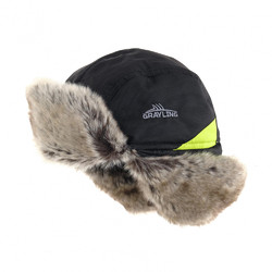 Фото: “Шапка-ушанка Nelma, кошачий глаз, черный-лайм”