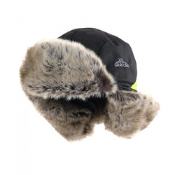 Фото: “Шапка-ушанка Nelma, кошачий глаз, черный-лайм”