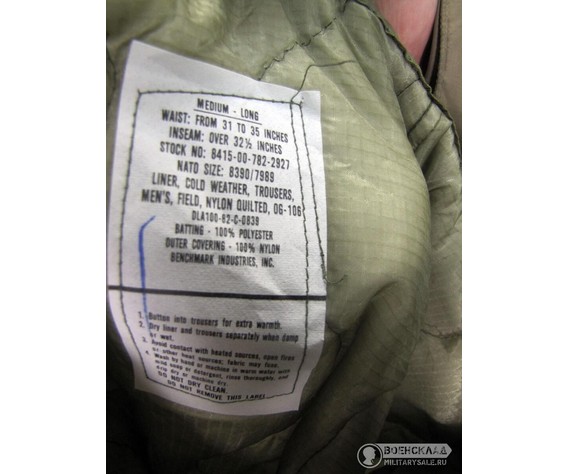 Фото: “Подстежка под штаны M65 США”, купить в интернет магазине