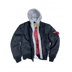 Фото: “Куртка Бомбер ALPHA с капюшоном ЧЕРНЫЙ”, купить в интернет магазине