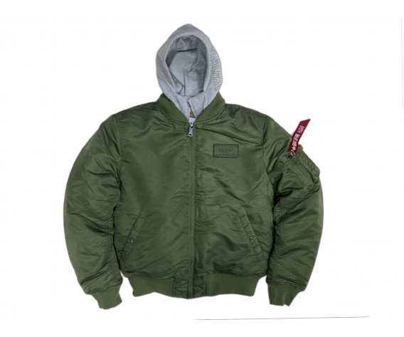 Фото: “Куртка Бомбер ALPHA с капюшоном ОЛИВА”, купить в интернет магазине