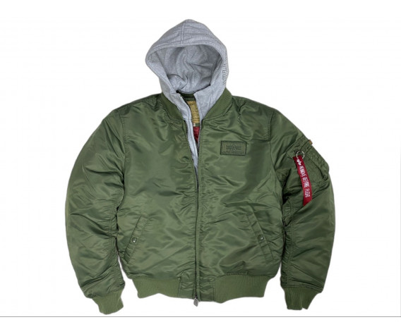 Фото: “Куртка Бомбер ALPHA с капюшоном ОЛИВА”, купить в интернет магазине