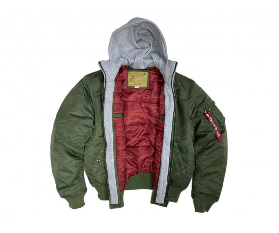 Фото: “Куртка Бомбер ALPHA с капюшоном ОЛИВА”, купить в интернет магазине