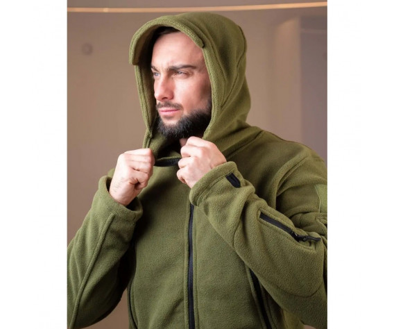 Фото: “Кофта флис SharkSkin с капюшоном ОЛИВА”, купить в интернет магазине