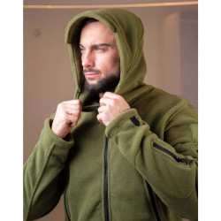 Фото: “Кофта флис SharkSkin с капюшоном ОЛИВА”, купить в интернет магазине