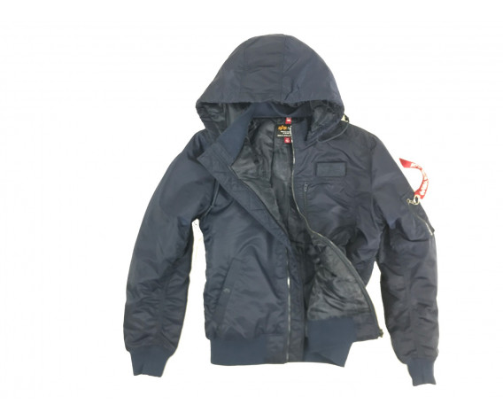 Фото: “Бомбер ALPHA MA-1 HOODED RIB FLICHT JACKET BLUE”, купить в интернет магазине