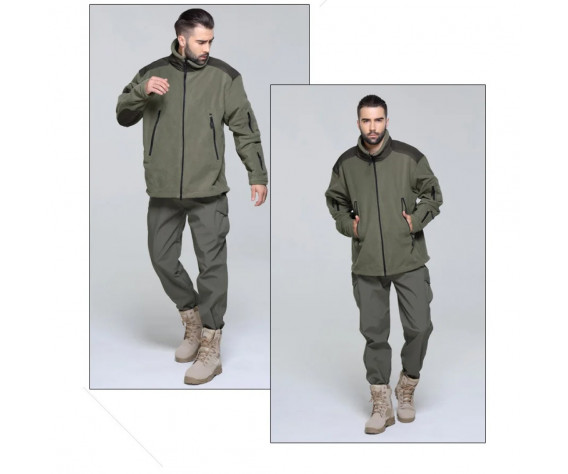 Фото: “Кофта флис SharkSkin без капюшона ОЛИВА”, купить в интернет магазине