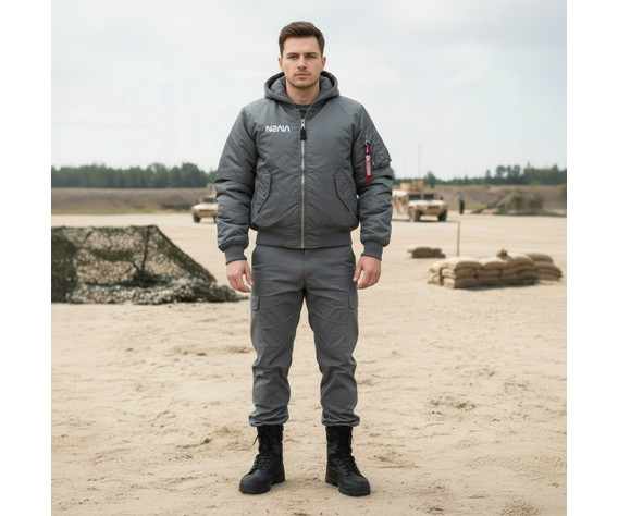 Фото: “Бомбер ALPHA L-2B HOODED NASA II FLTKT GUNMETAL”, купить в интернет магазине