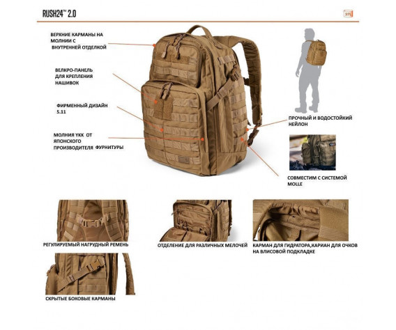 Фото: “Рюкзак RUSH24™ 2.0 BACKPACK 37L Kangaroo 134”, купить в интернет магазине