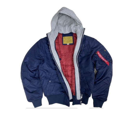 Фото: “Куртка Бомбер ALPHA с капюшоном СИНИЙ”, купить в интернет магазине